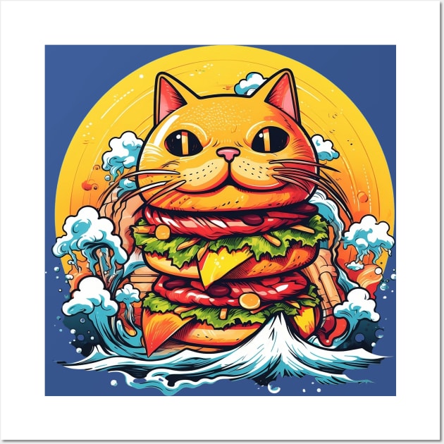 The Feline Tsunami Burger Wall Art by PixieDustVibes